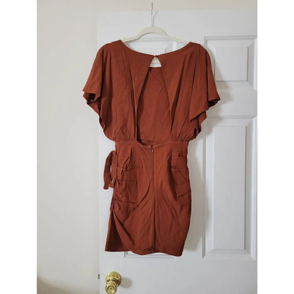 Free People Rough Rider Mini Dress S, NWOT Brown